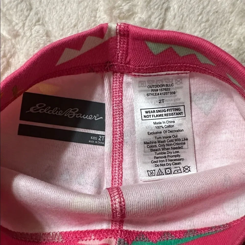 Eddie Bauer 2T Toddler Girl Azalea Pink Long Sleeve Jogger Pants Cotton PJ Set